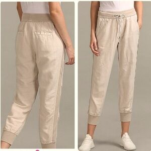 NWT Gap Linen Blend Joggers with Drawstring Beige Tan Size XS Brand New